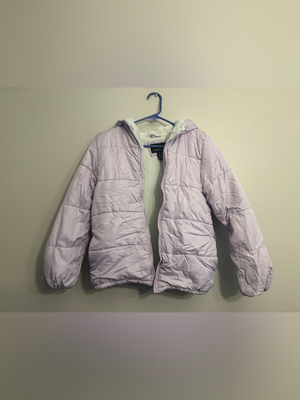 London Fog Lavender Puffer Jacket with Sherpa Liner